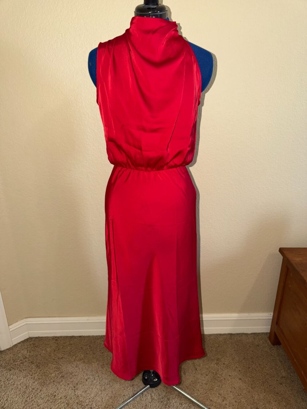 Women's Summer Satin Dress Elegant Sleeveless Mock Neck Cocktail Party Maxi Dres